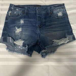 Denim distressed shorts.